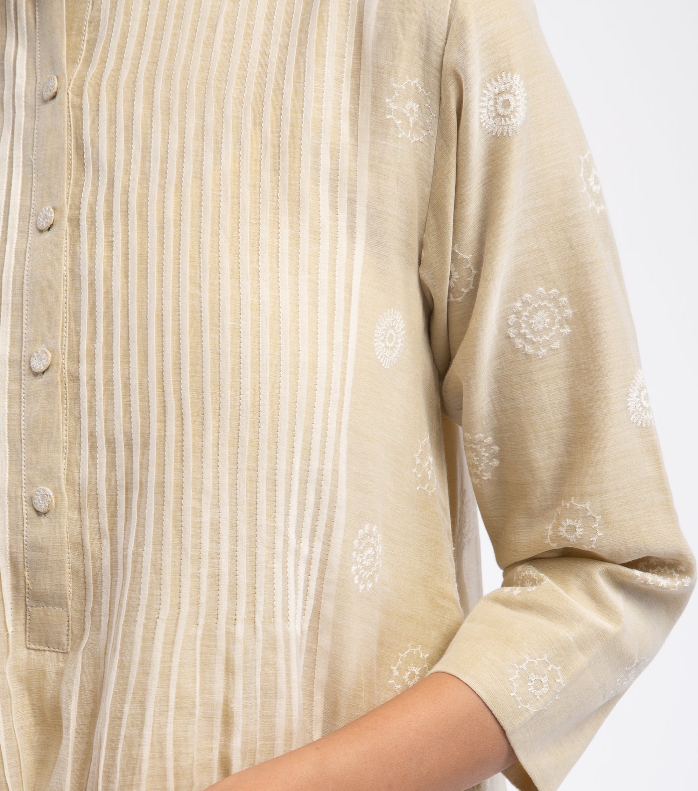 Natural Embroidered Chanderi Dress
