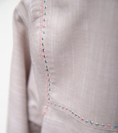 Beige Cotton Embroidered Kurta