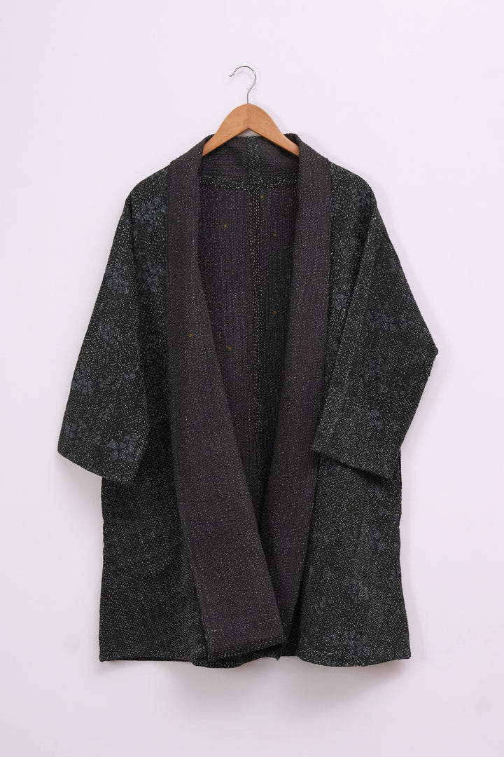 Black Vintage Cotton Kantha Jacket