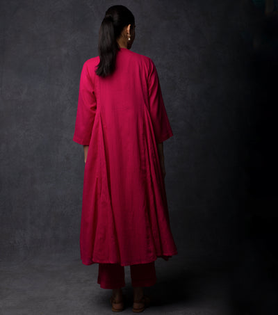 Hot Pink Embroidered Cotton Cape