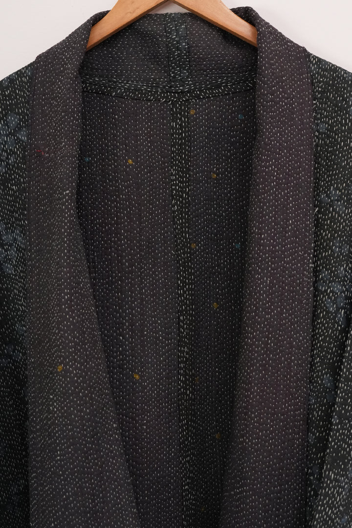 Black Vintage Cotton Kantha Jacket