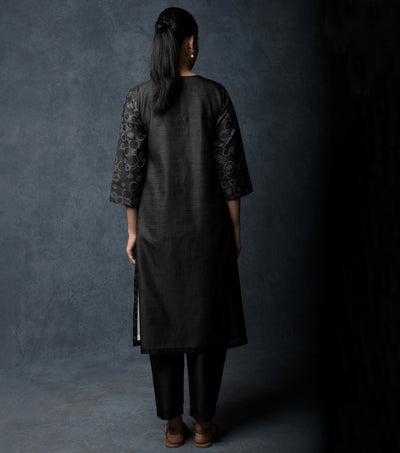 Black Thread Embroidered Chanderi Suit Set