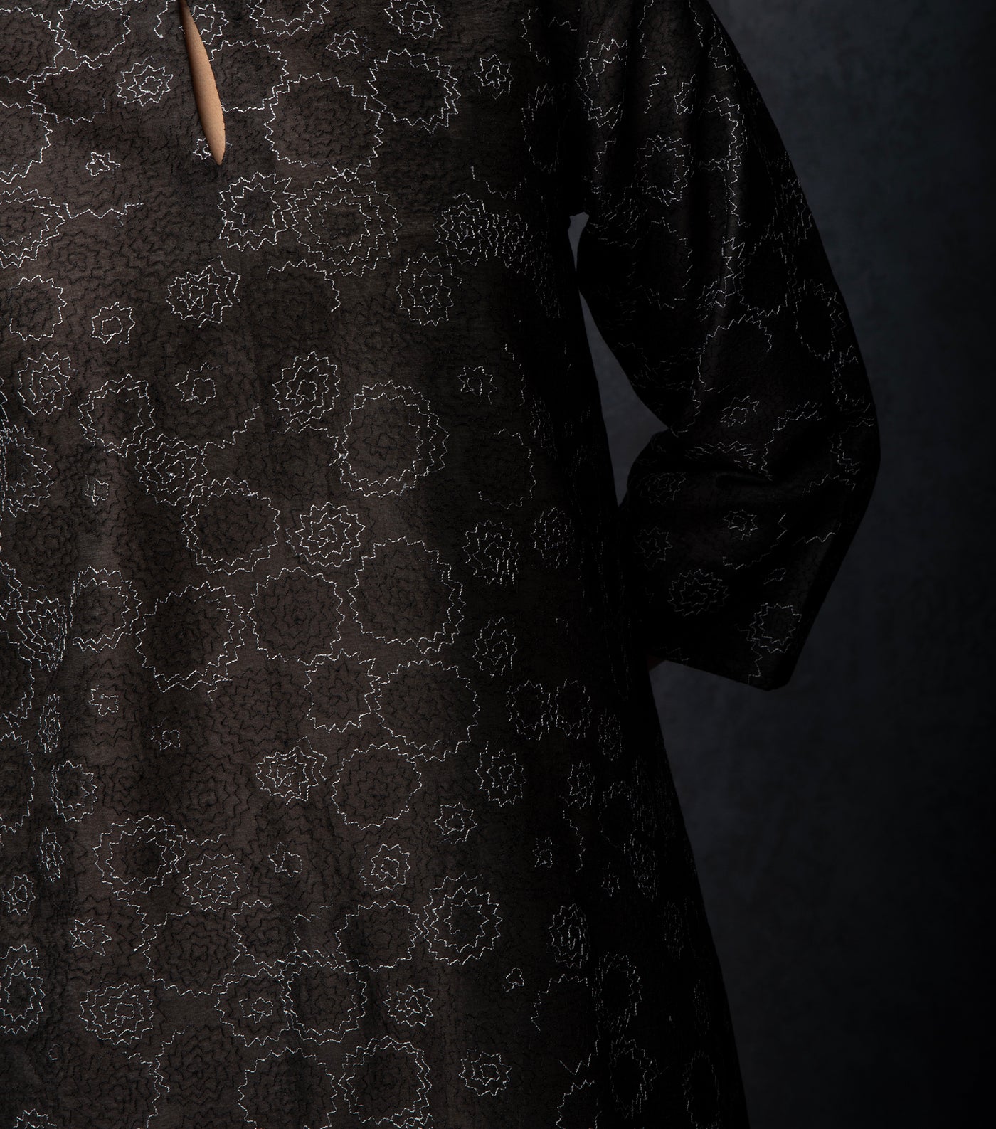 Black Thread Embroidered Chanderi Suit Set