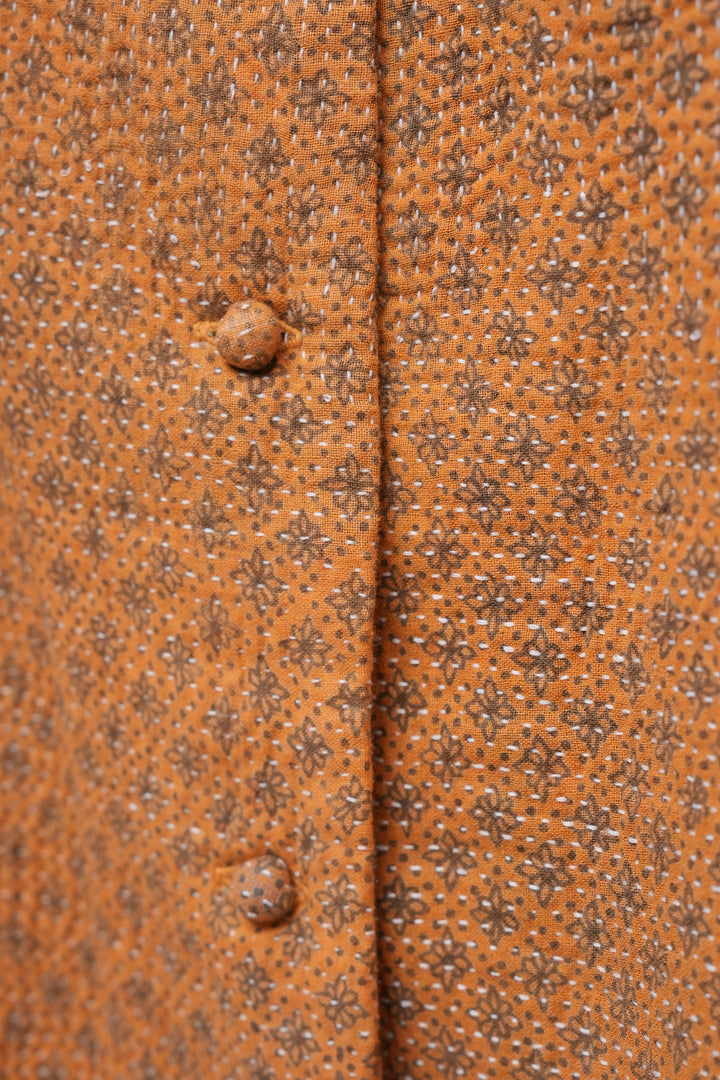 Orange Vintage Cotton Kantha Jacket