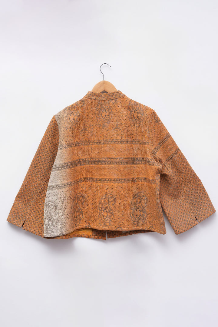 Orange Vintage Cotton Kantha Jacket