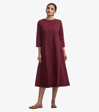 Cranberry solid cotton dress