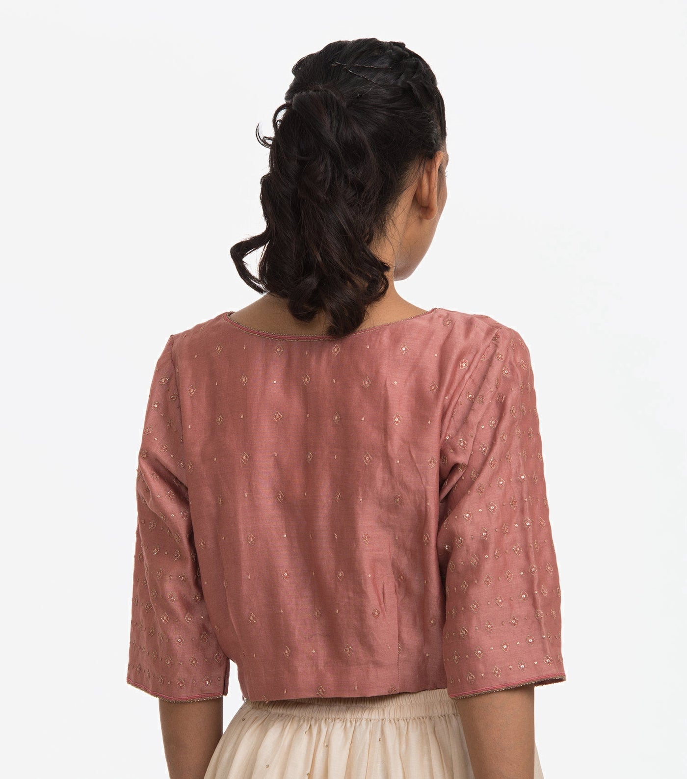 English rose embroidered chanderi blouse