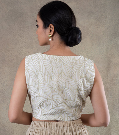 ivory Cotton silk embroidered Blouse