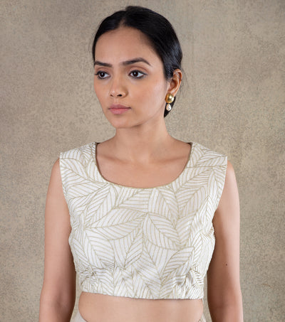 ivory Cotton silk embroidered Blouse