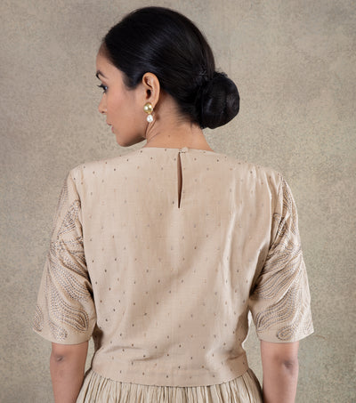 Beige embroidered Chanderi Blouse