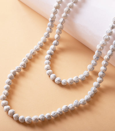 White Cotton Beaded Necklace