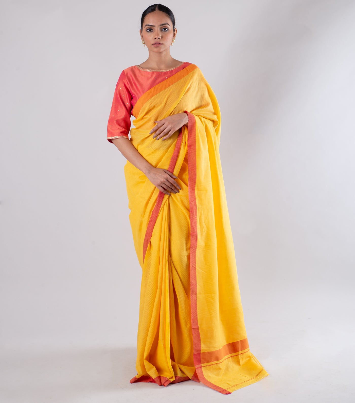 Yellow Handwoven Cotton Saree