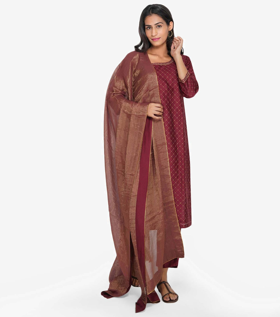 Wine tissue dupatta