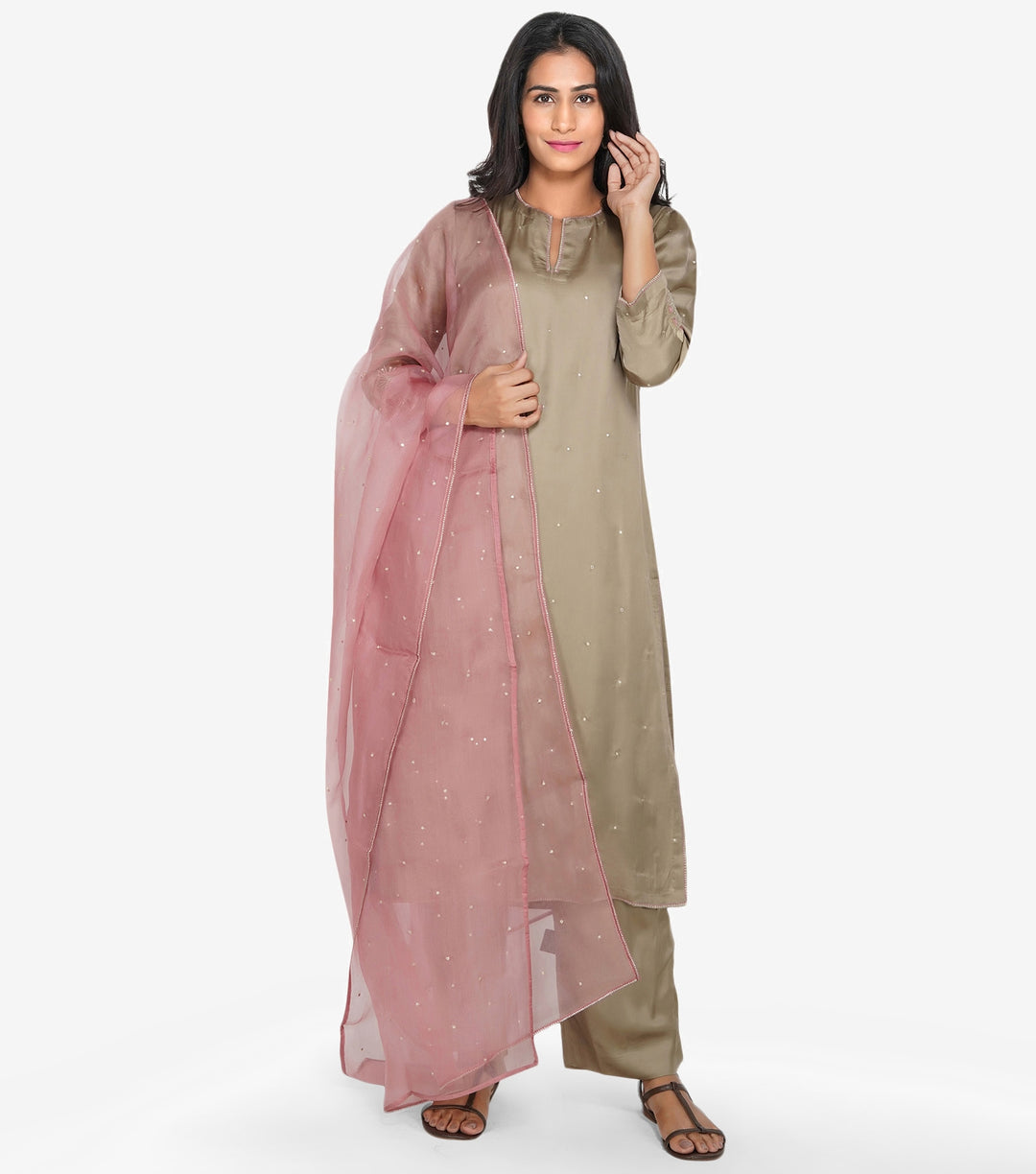 Mauve Organza Dupatta