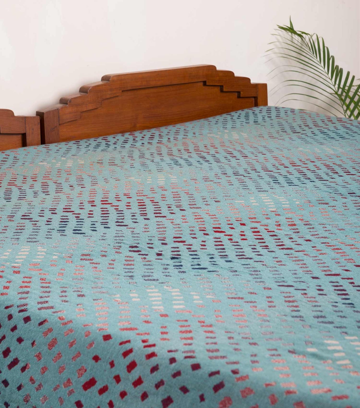 Blue wool silk bedcover
