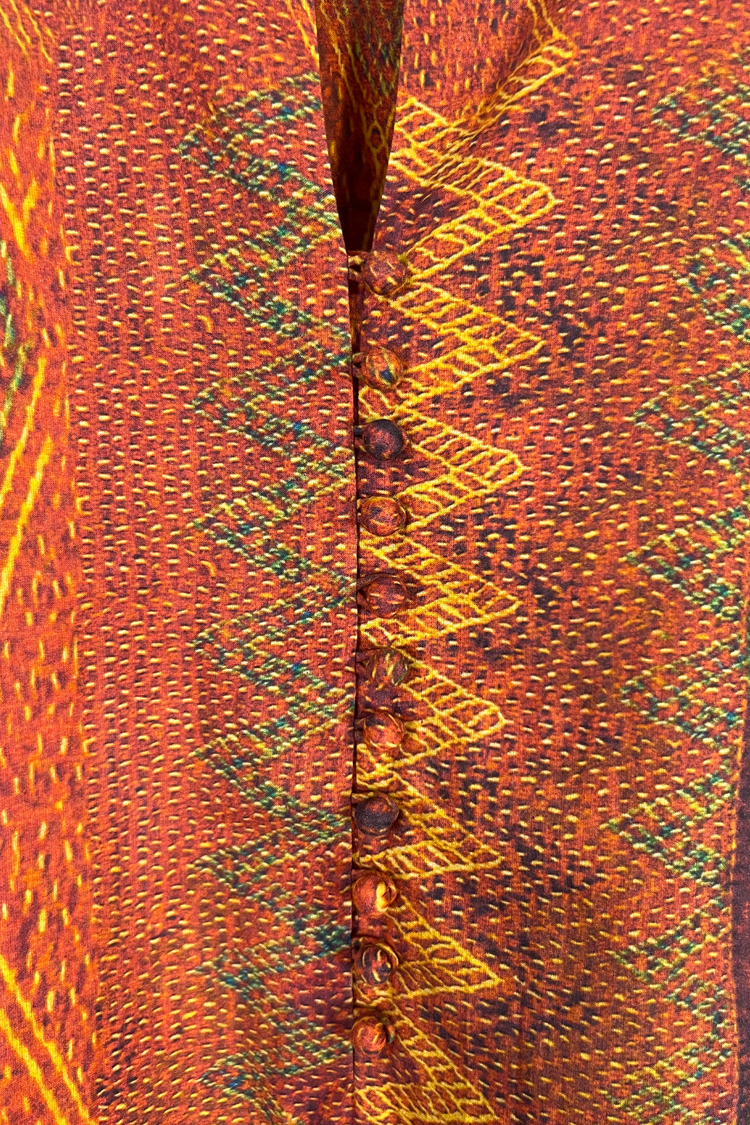 Orange Printed Cotton Kurta