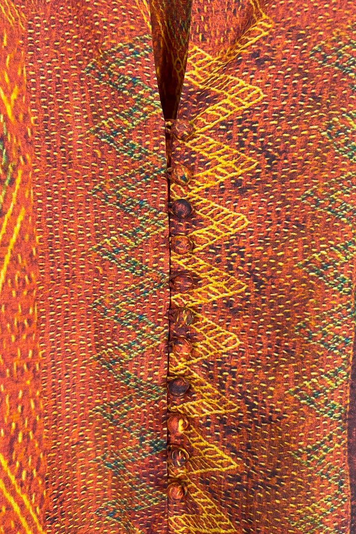 Orange Printed Cotton Kurta