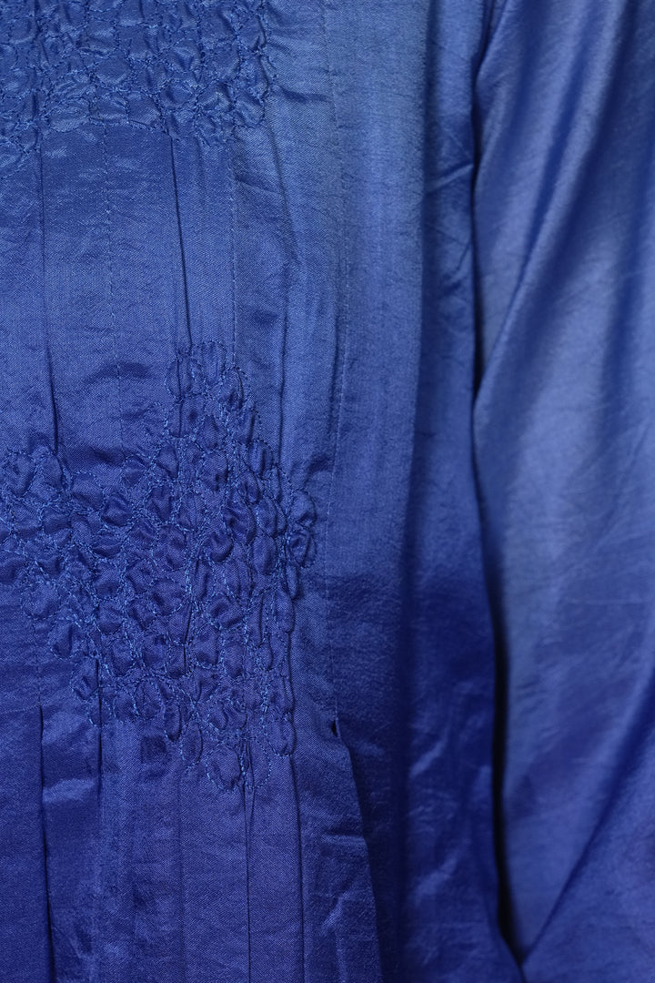 Blue Embroidered Silk Dress