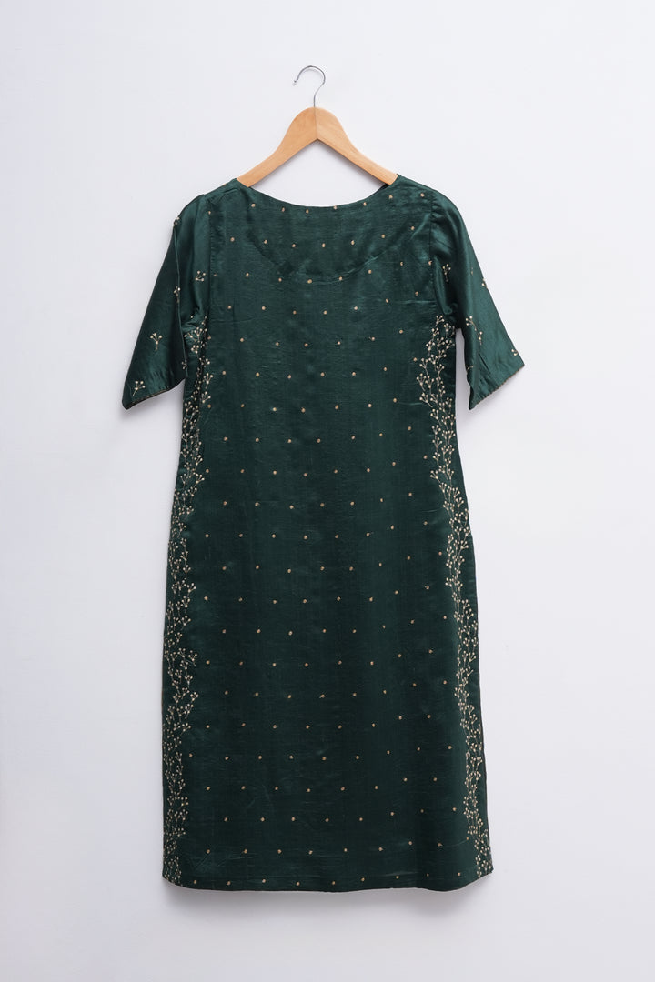 Green Silk Embroidered Kurta