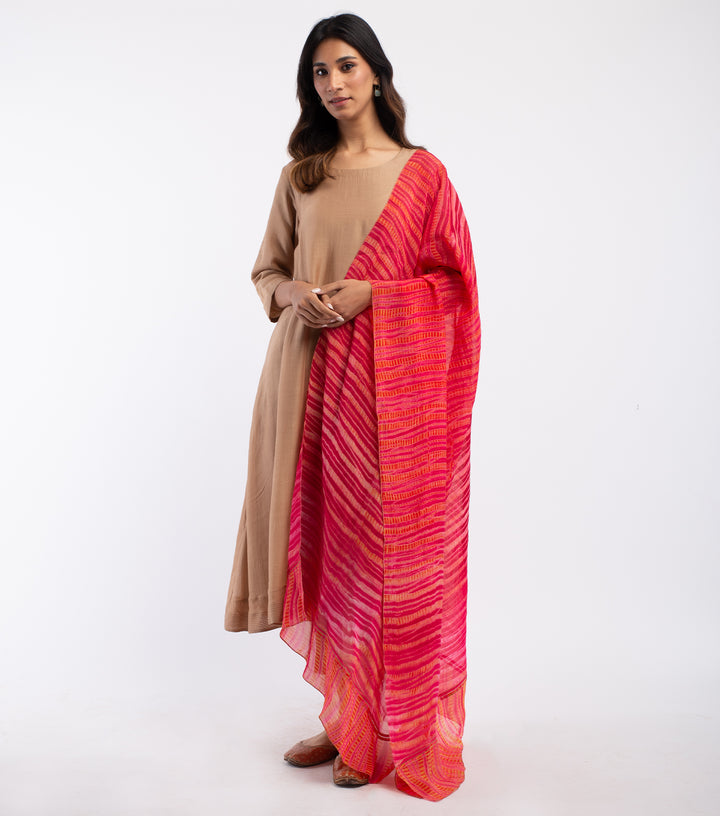 Multi color Shibori dye Organza Dupatta