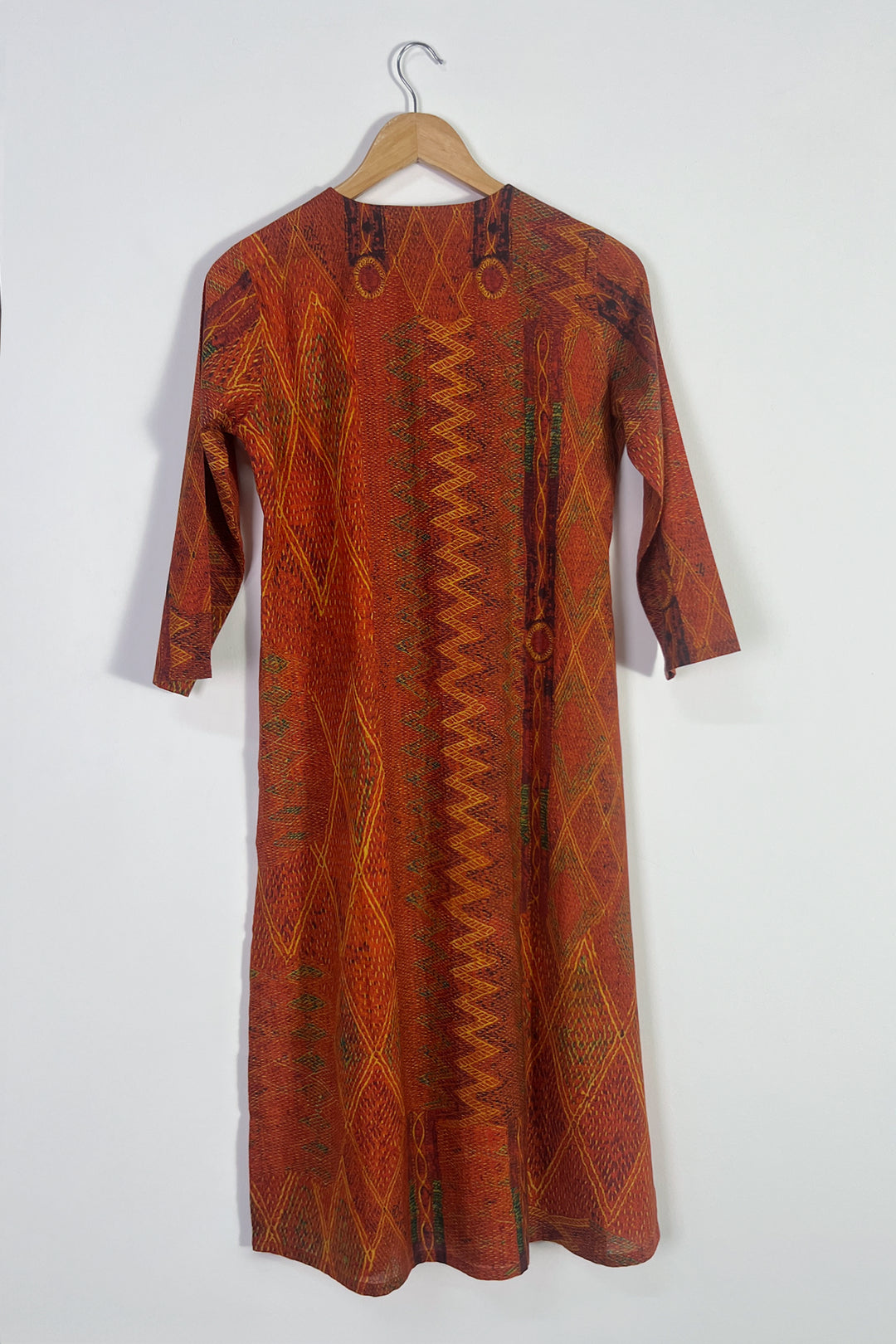 Orange Printed Cotton Kurta