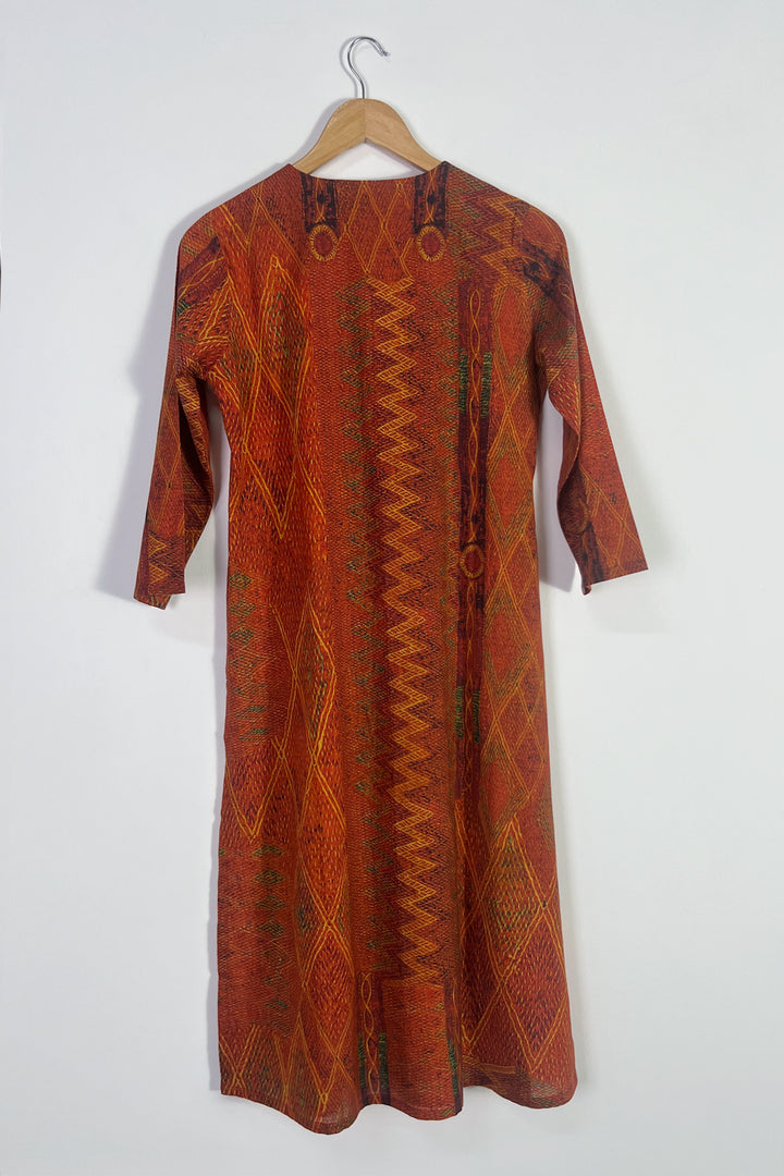 Orange Printed Cotton Kurta