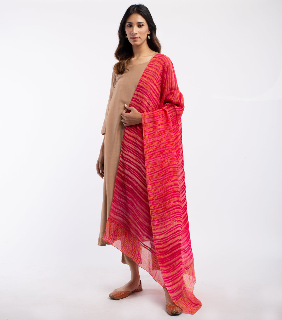 Multi color Shibori dye Organza Dupatta