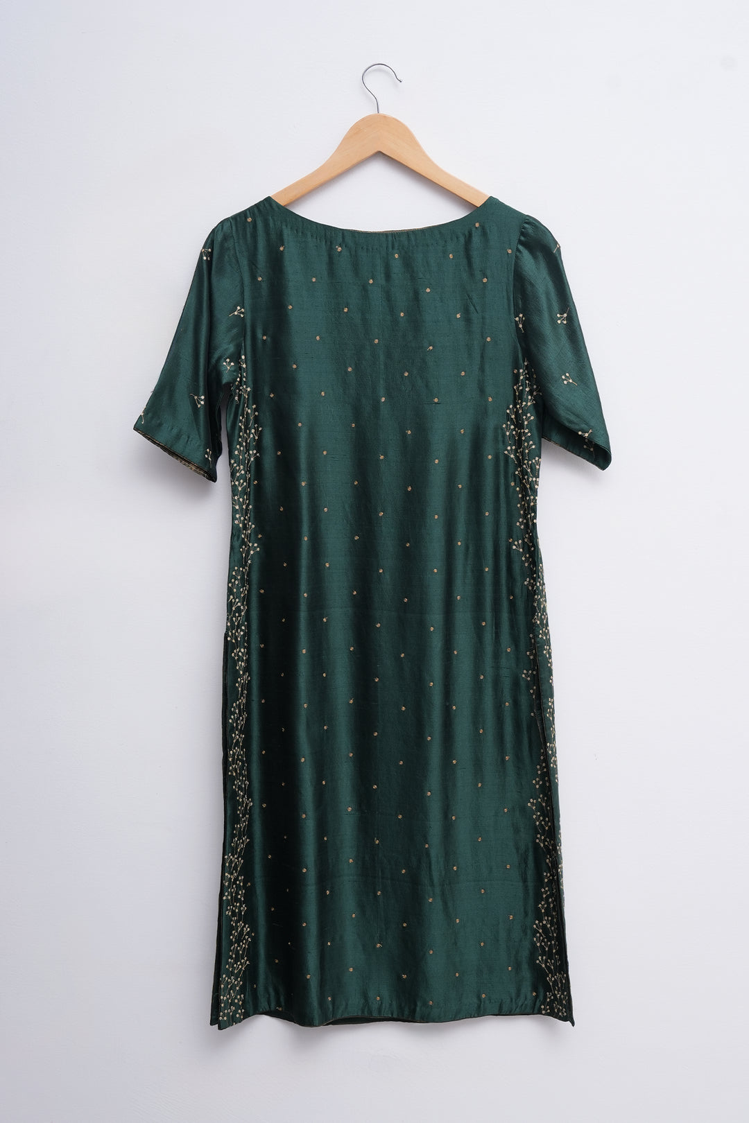 Green Silk Embroidered Kurta