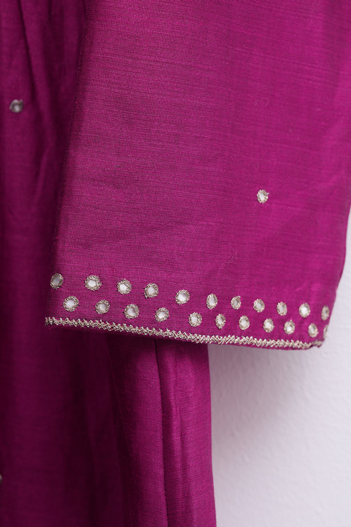 Magenta Embroidered Chanderi Kurta