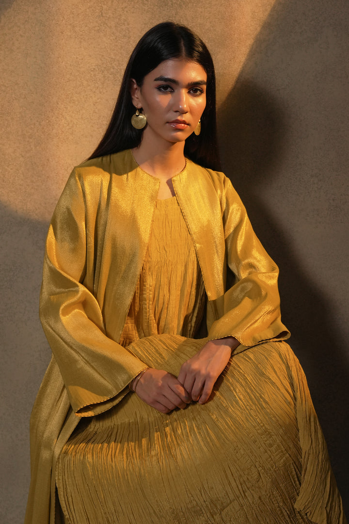 Mustard Tissue Jacket with Cotton Slip