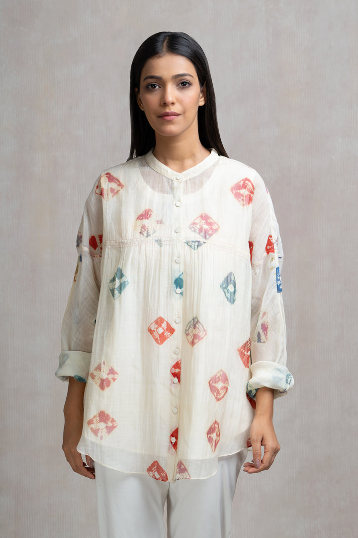 Soft Chanderi Printed Bandhani Summer Oversized Shirt