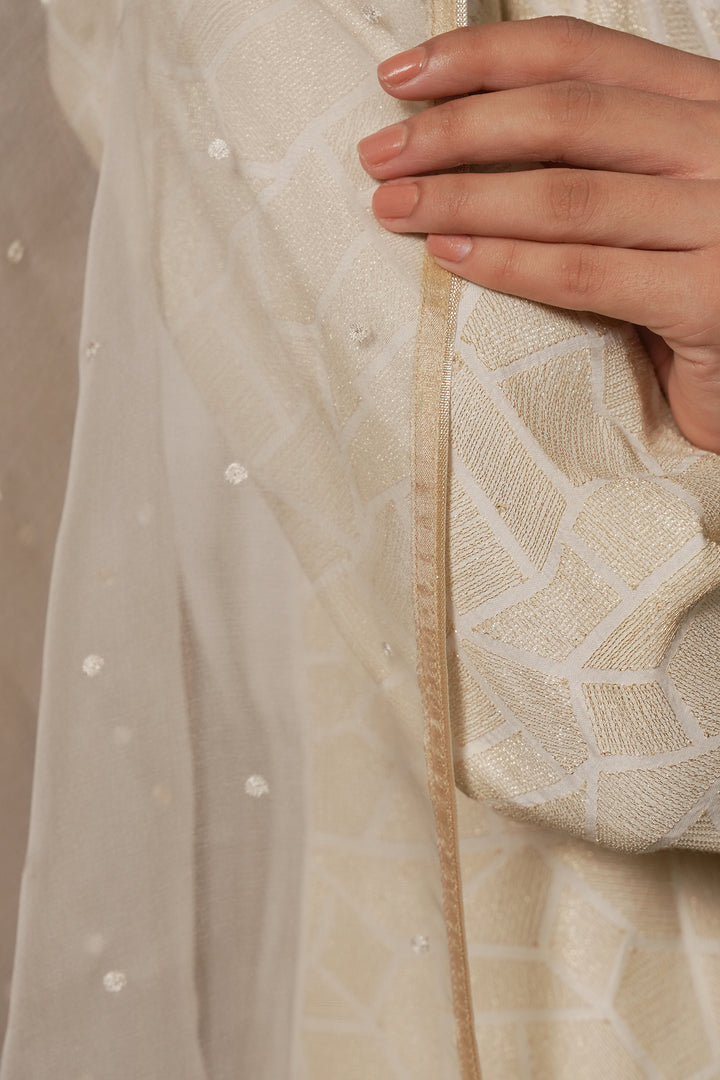 Natural Embroidered Cotton Silk Kurta with Dupatta and Pants