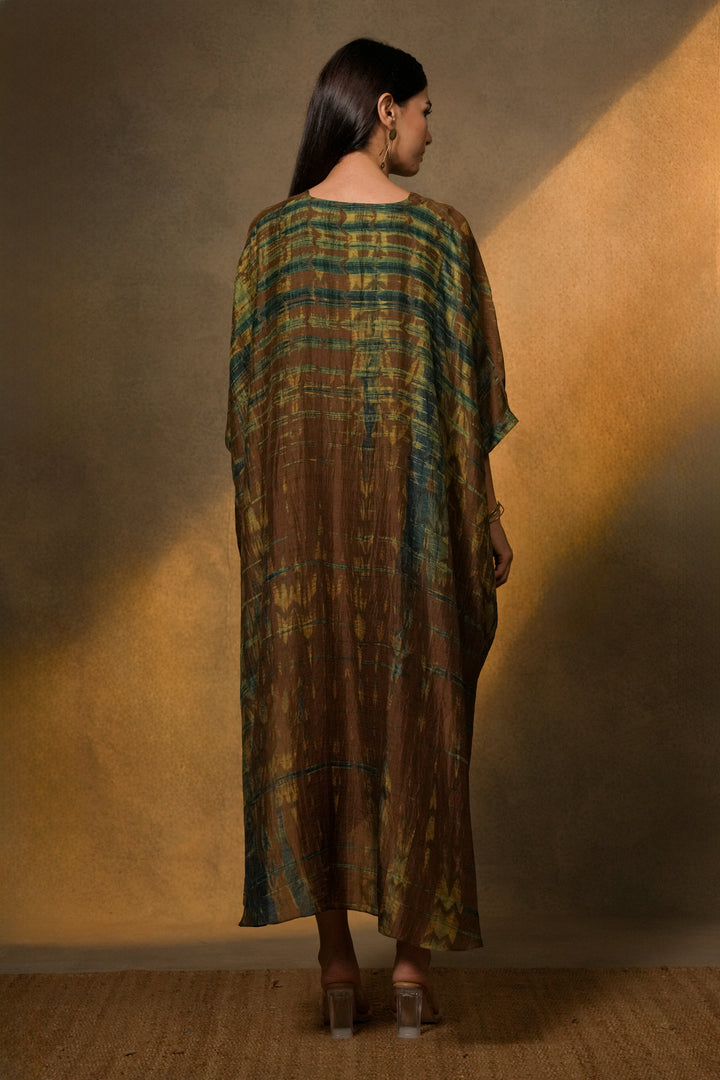 Brown Shibori Silk Dress