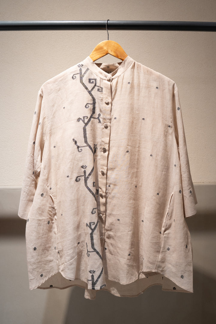 Beige Jamdani Woven Shirt