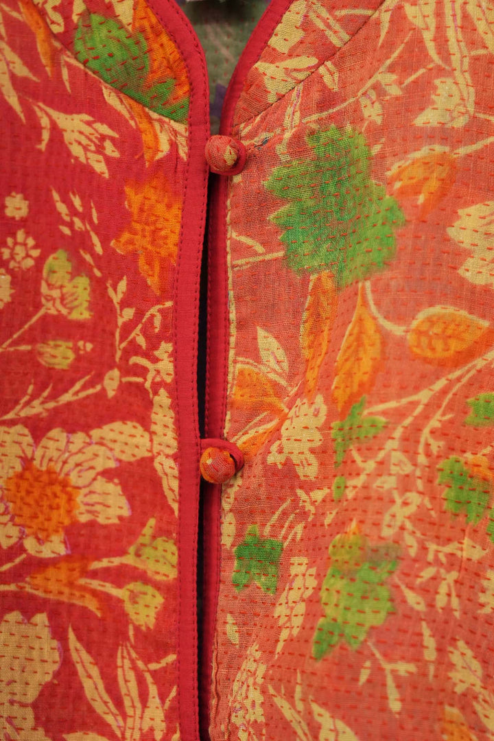 Multi Color Vintage Cotton Kantha Jacket For Kids