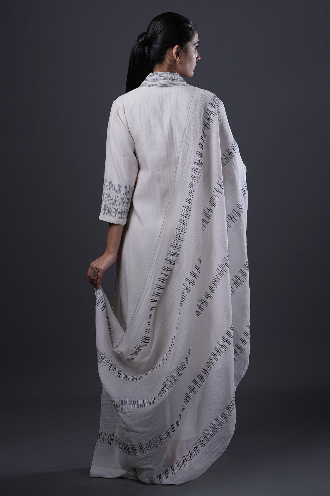 Ivory Embroidered Chanderi Kurta Set