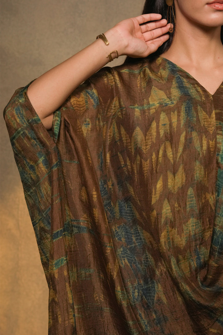 Brown Shibori Silk Dress