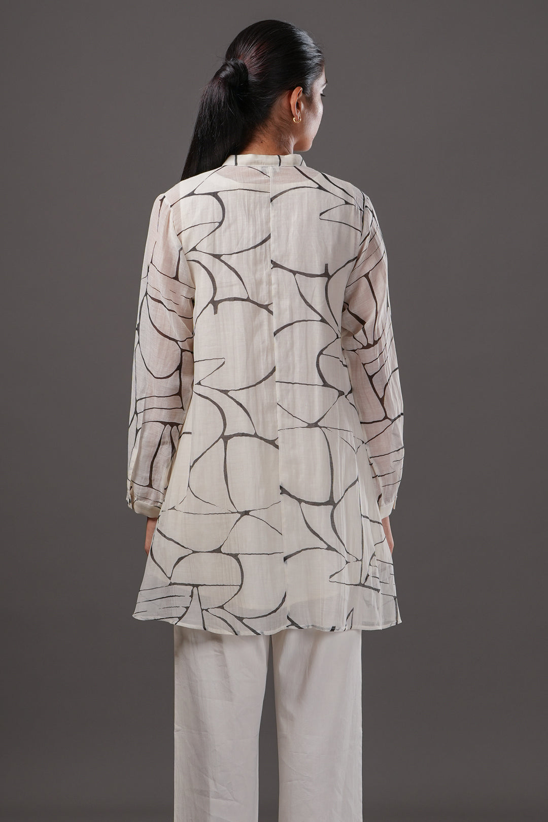 Off White Abstract Printed Oversized Shirt