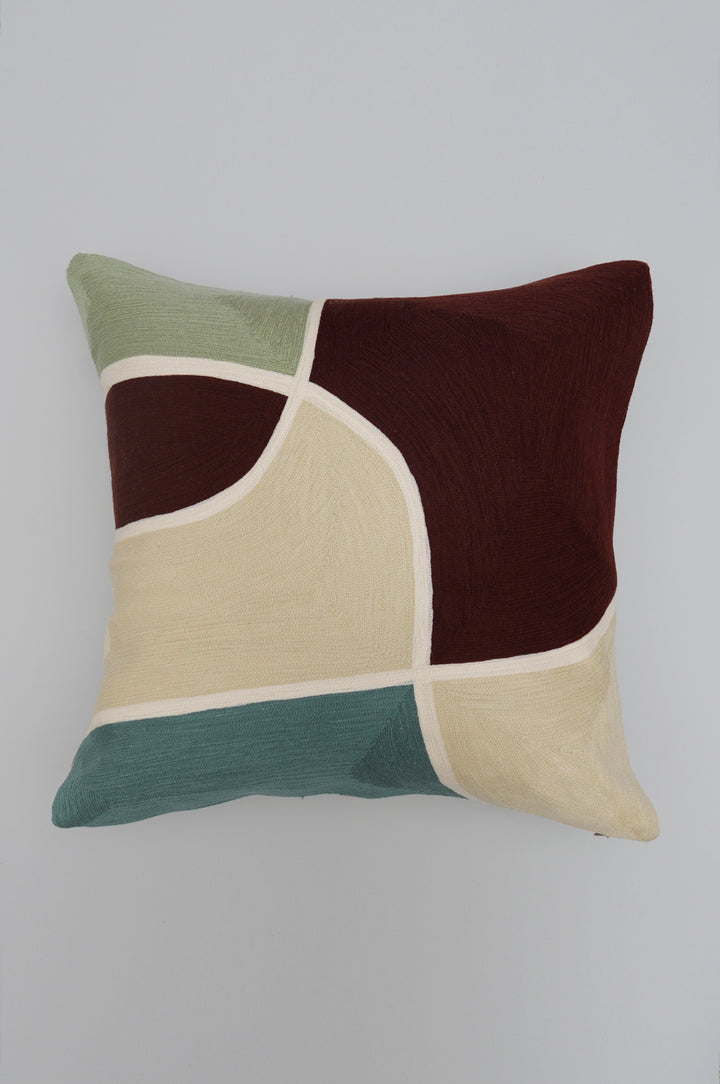 Colour Block Embroidered Cushion Cover