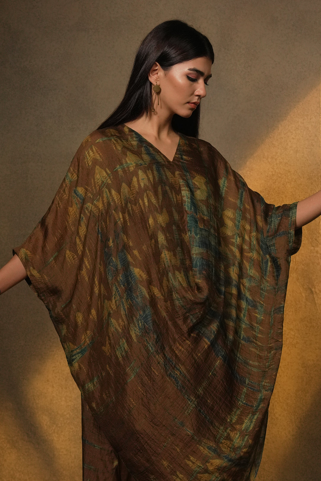 Brown Shibori Silk Dress