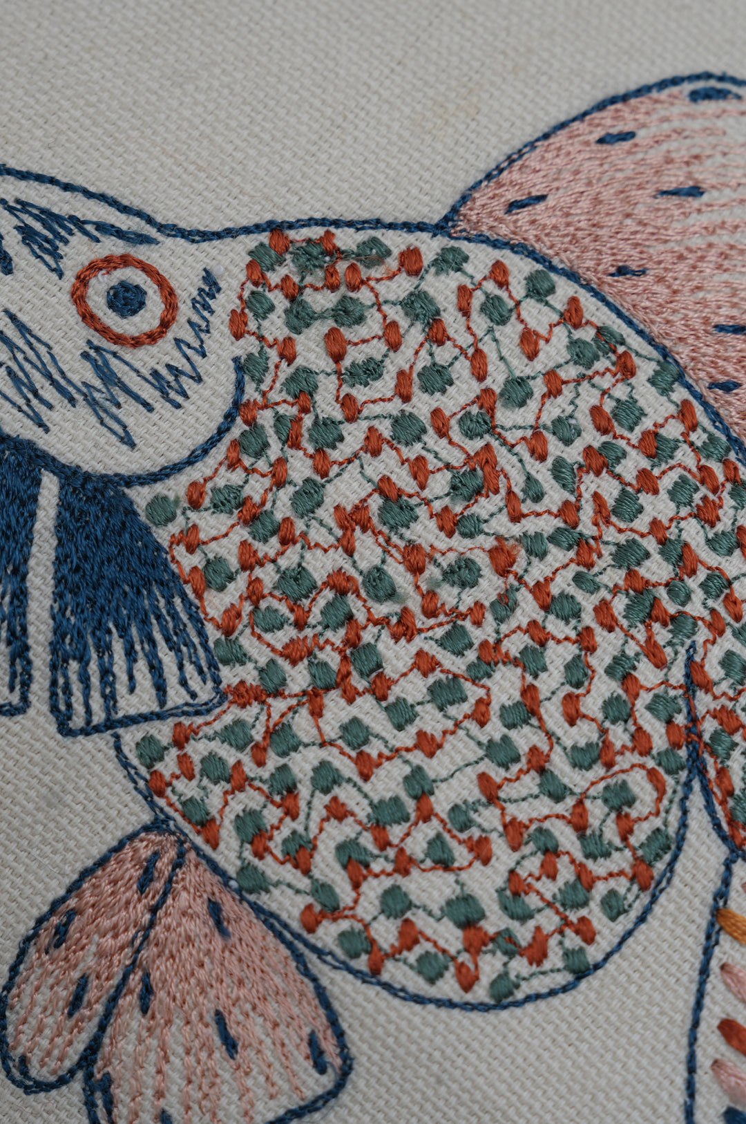 Multicolour Fish Embroidered Cushion Cover