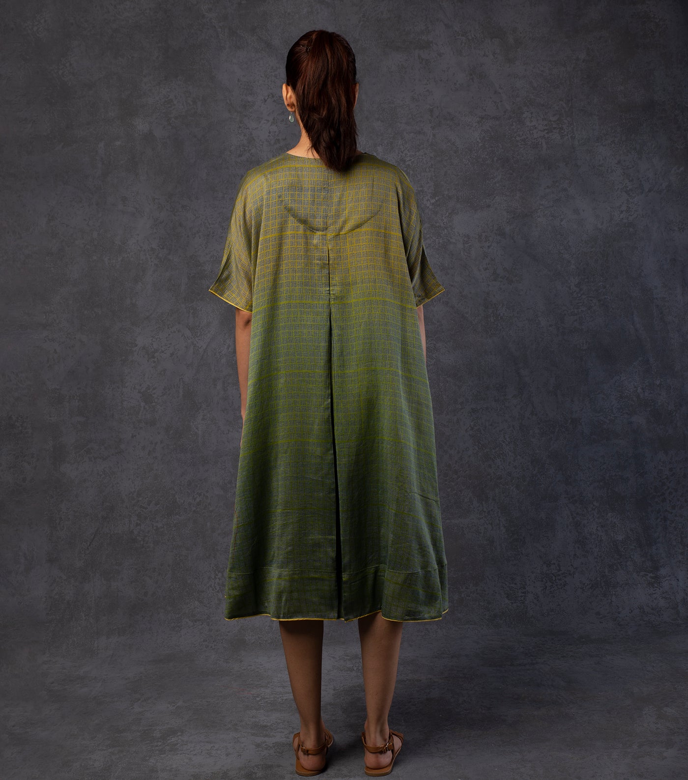 Green Printed Ombre Chanderi Dress