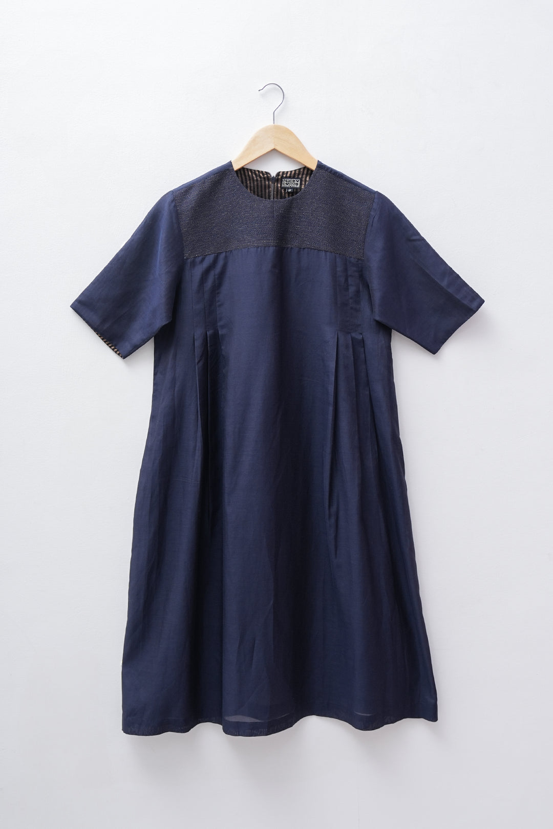 Navy Embroidered Cotton Silk Kurta