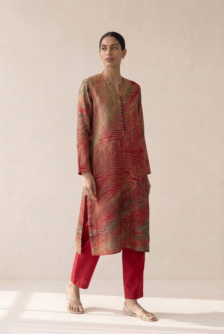 Hand Dyed Shibori Chanderi Kurta