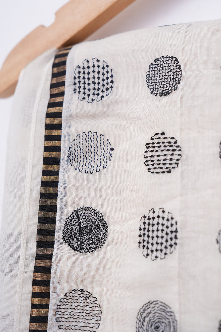 White Embroidered Chanderi Saree