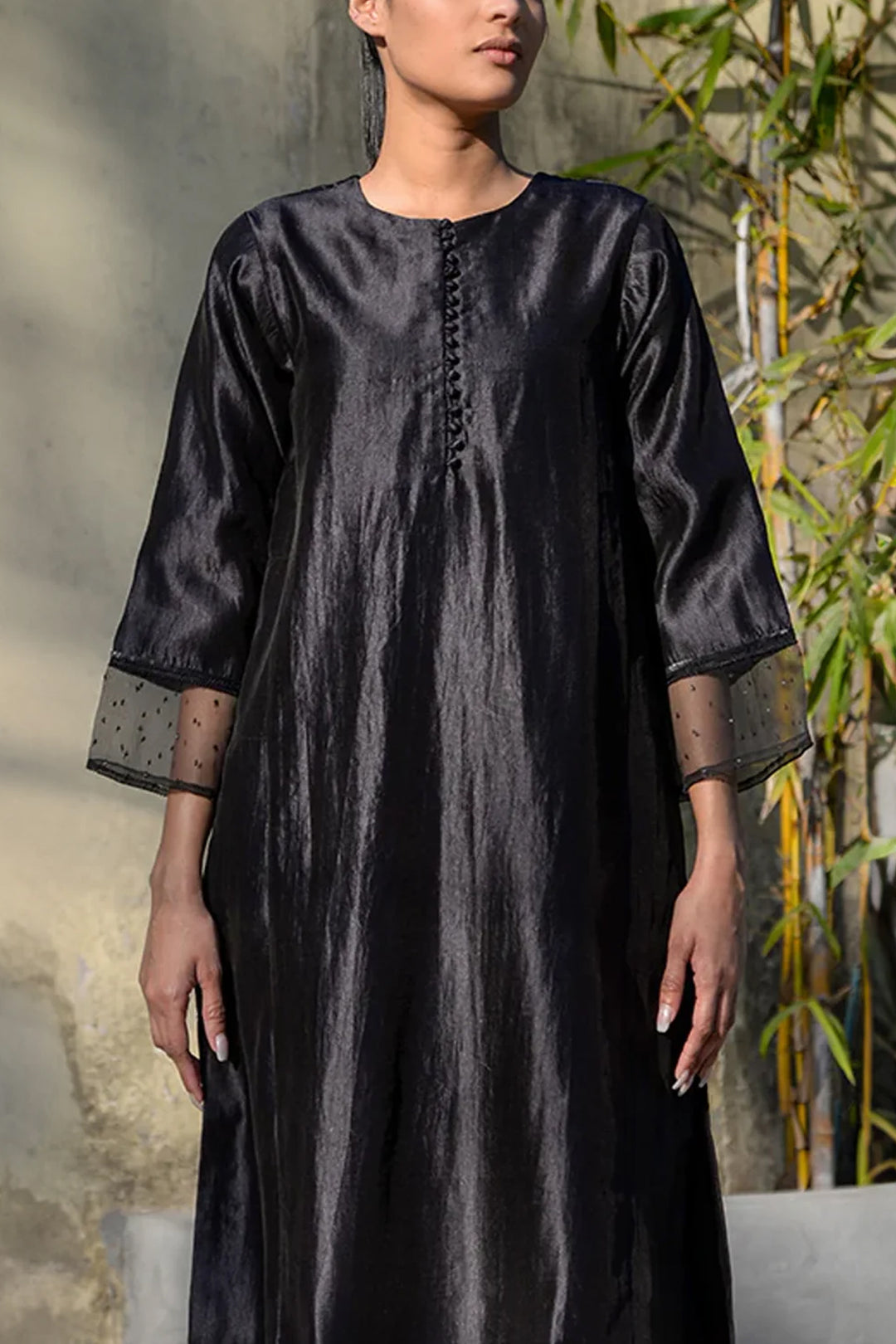 Black Silk Kurta with Pants