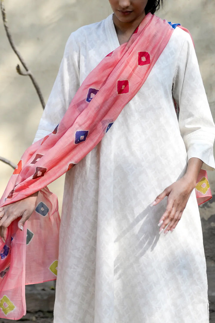 Pink base shibori  dupatta