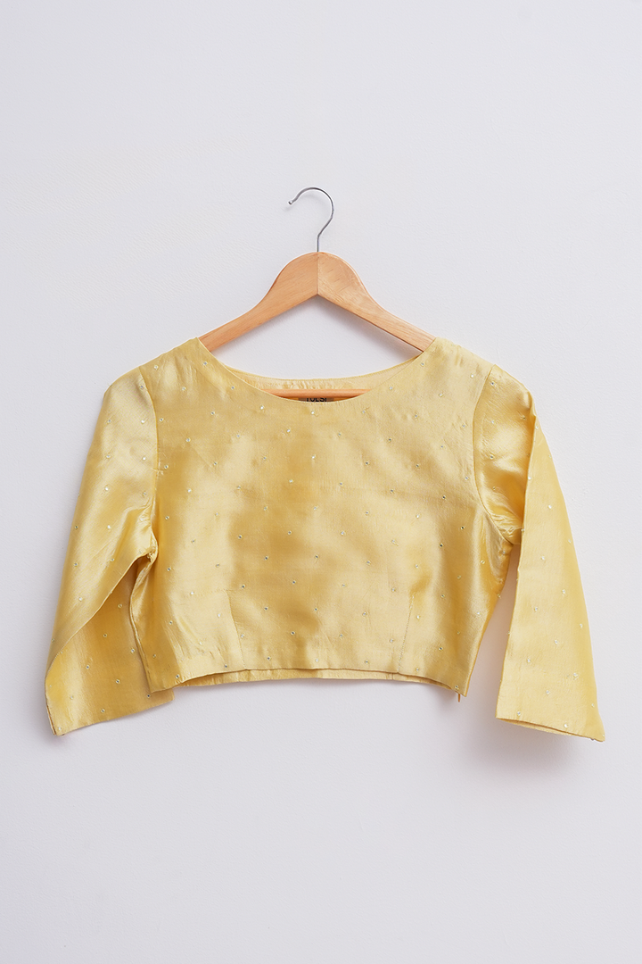 Yellow Hand Embroidered Silk Kurta