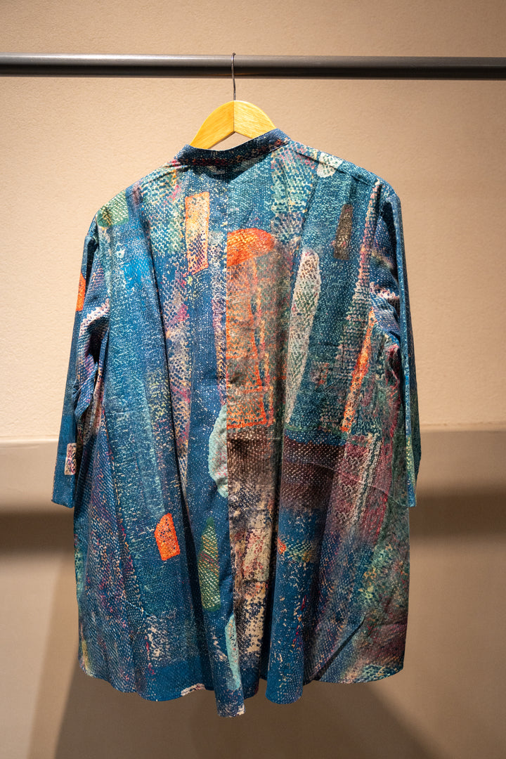Multi Colour Abstract Cotton Printed Oversized Shirt