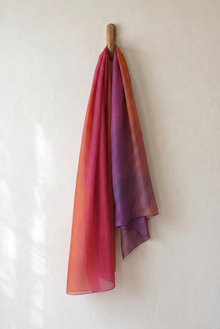 Coral Berry Shibori Chanderi Dupatta